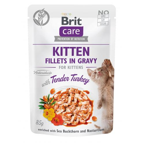 Brit Care cat Pouch для кошенят, філе в соусі, ніжна індичка, 85 г