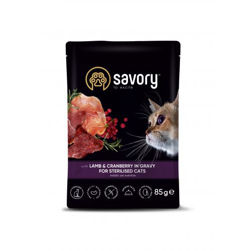 Savory CAT для стерилізованих котів, ягня з журавлиною у соусі пауч