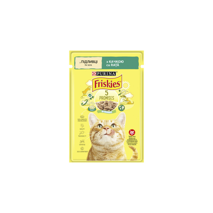 Friskies для котів, шматочкиі з качкою, пауч 85г