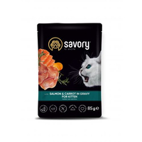 Savory CAT для кошенят лосось із морквою у соусі пауч