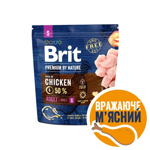 Brit Premium DOG Adult S для дорослих собак малих порід, з куркою 1кг 170809/6284