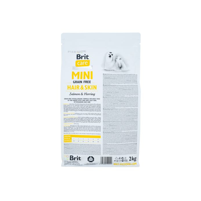 Brit Care GF Mini Hair & Skin для собак мініатюрних порід для шкіри та шерсті з лососем та оселедцем, 2кг