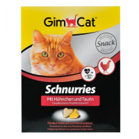 Вітаміни GimCat Schnurries для котів, таблетки з куркою і таурином,