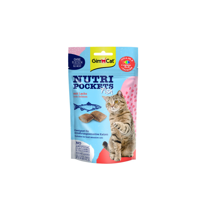 GimCat Nutri Pockets Fish Salmon ласощі для котів з лососем