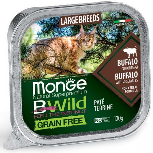 Monge BWild CAT Large Breed Bufalo паштет з м'яса буйвола для кошенят та дорослих котів великих порід