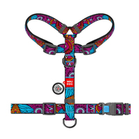 Шлея для собак анатомічна H-подібна WAUDOG Nylon з QR-паспортом, малюнок Літо, пластиковий фастекс, S, Ш 15 мм, A 30-40, B 30-50 5616 Collar