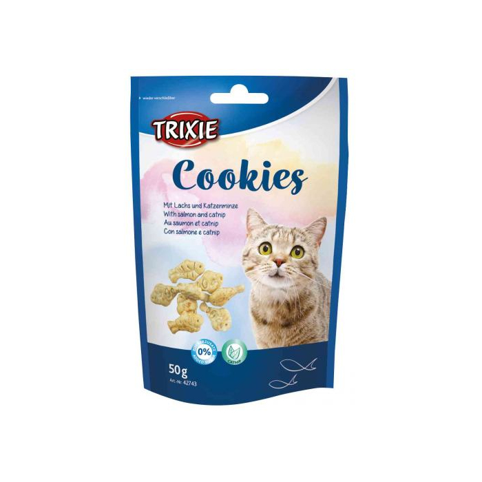 Ласощі Trixie Cookies для кішок, з лососем і котячою м'ятою,