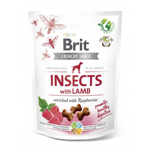 Ласощі для собак Brit Care DOG Crunchy Cracker Insects для травлення комахи ягня і малина