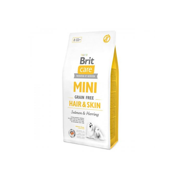 Brit Care GF Mini Hair & Skin для собак мініатюрних порід для шкіри та шерсті з лососем та оселедцем, 2кг