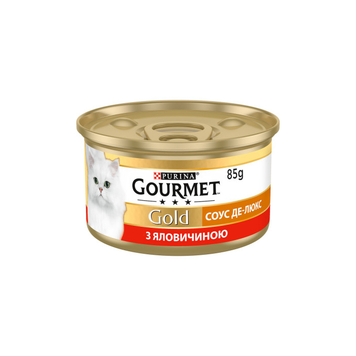 Gourmet Gold Соус Де-Люкс консерва для котів шматочки у соусі з яловичиною