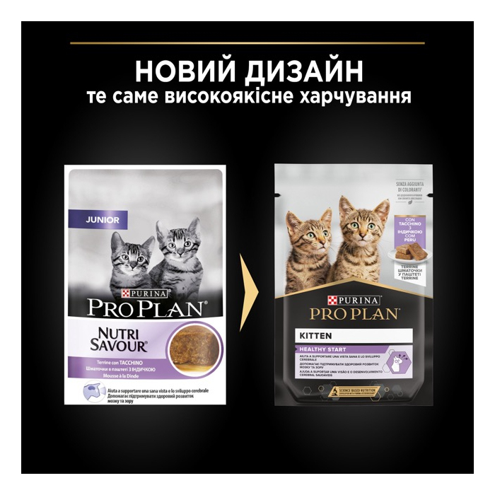 ProPlan CAT Pouch Kitten Healthy Start Turkey вологий кормдля кошенят і юніорів зі шматочками індички в паштеті