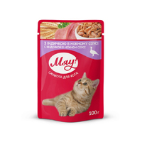 Мяу пауч вологий корм для котів з індичкою в ніжному соусі