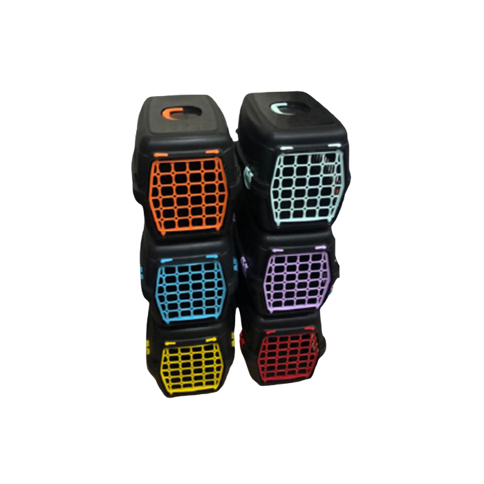 Переноска AnimAll чорна з кольоровими дверцятами