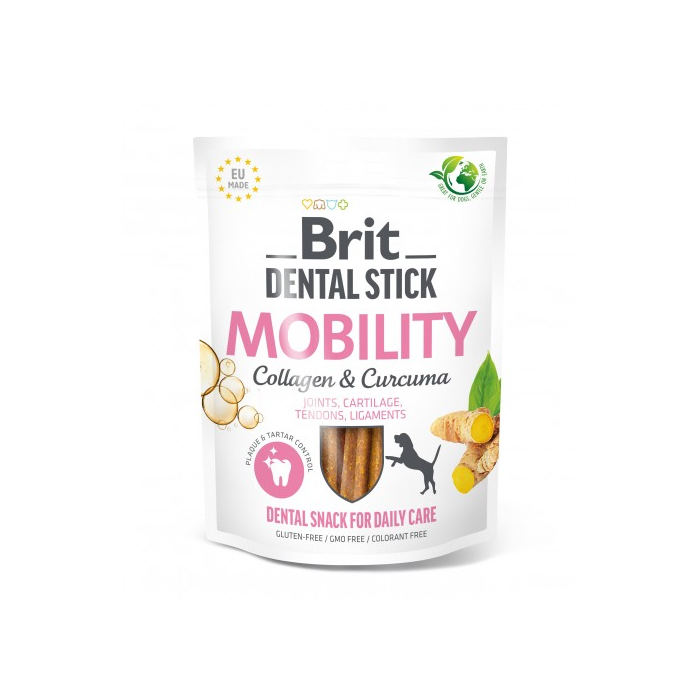Ласощі для собак Brit Dental Stick Mobility для мобільності суглобів колаген та куркума 7шт