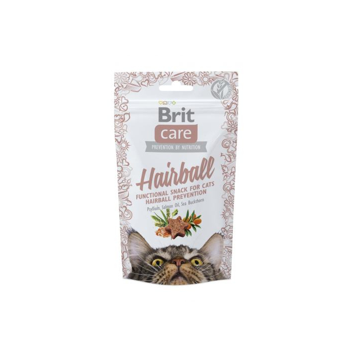 Brit Care CAT Functional Snack Hairball ласощі для котів для виведення шерсті з качкою