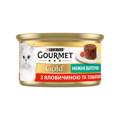 Gourmet Gold Savoury Cake Beef Tomatoes консерва для котів ніжні биточки з яловичиною та томатами 85г