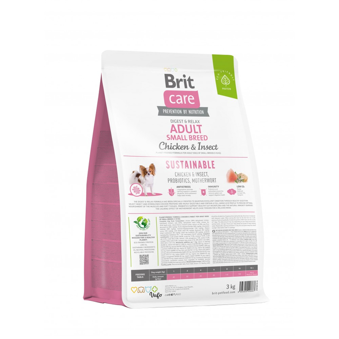Brit Care DOG Sustainable Adult Small Breed для собак малих порід, з куркою та комахами, 3 кг