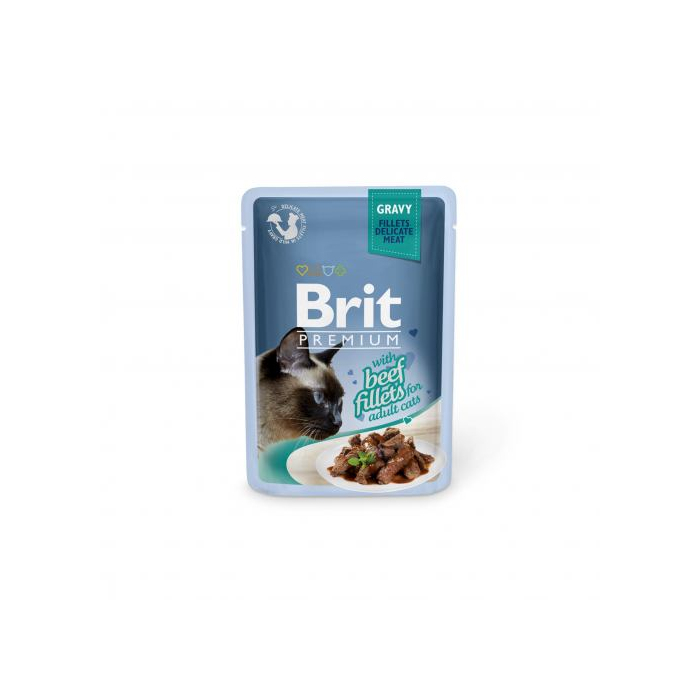 Brit Premium CAT Pouch Beef in Gravy для котів з філе яловичини в соусі