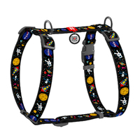 Шлея для собак анатомічна H-подібна WAUDOG Nylon з QR-паспортом, малюнок NASA, пластиковий фастекс, S, Ш 15 мм, A 30-40, B 30-50 5609 Collar