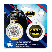 Адресник для собак та котів металічний WAUDOG Smart ID з QR паспортом, малюнок Бетмен зелений, круг, Д 25 мм 0625-1002 Collar