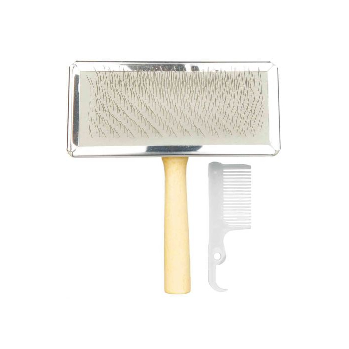 Щітка-пуходерка набір Trixie з дерев'яною ручкою та пластиковий гребінець