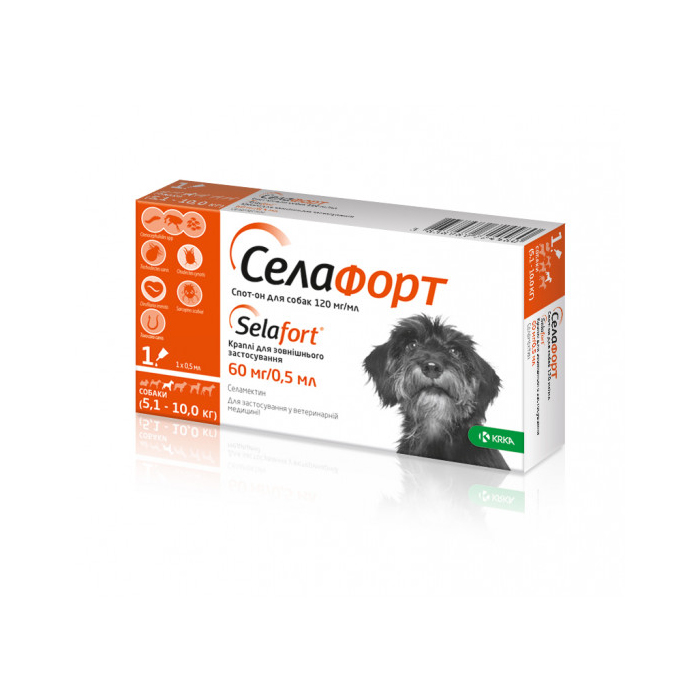 Selafort Spot On краплі для собак 2,6-5кг 1 пипетка 0,25мл від бліх кліщів та глистів