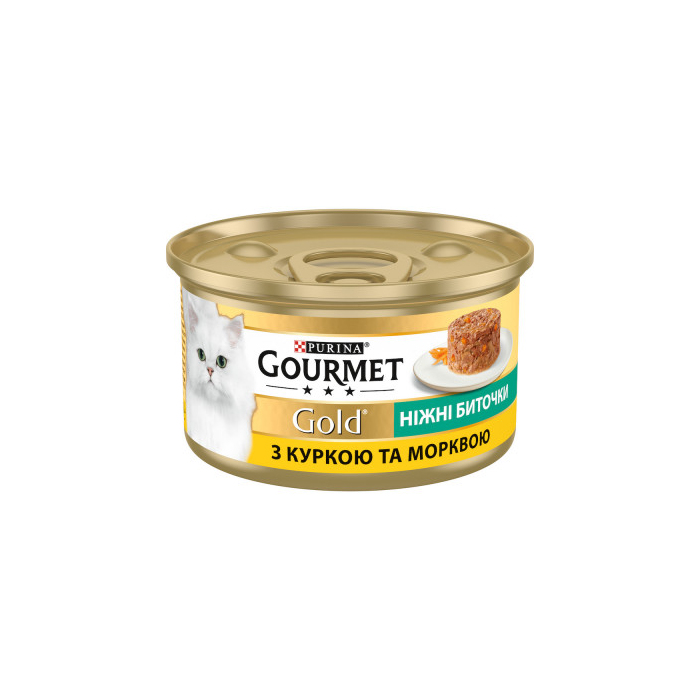 Gourmet Gold Savoury Cake Chicken Carrot консерва для котів ніжні биточки з куркою та морквою