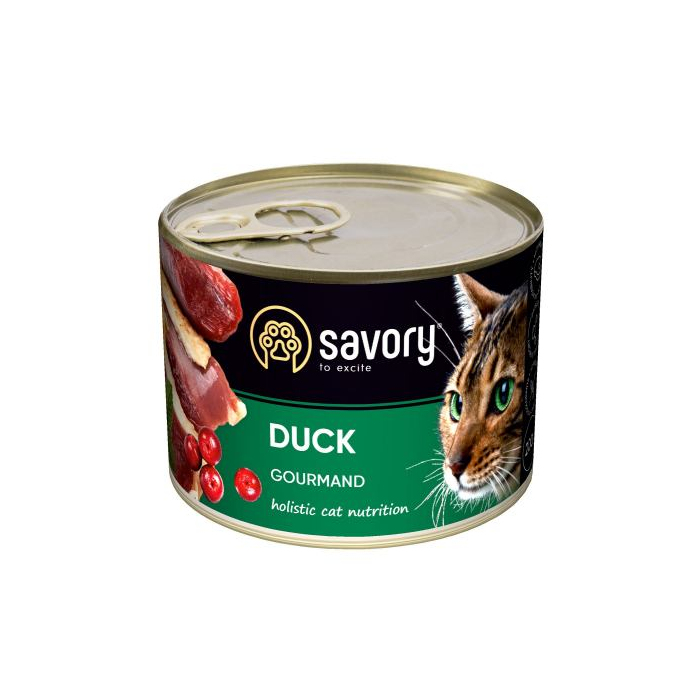 Savory CAT Can Adult Duck вологий корм для вибагливих котів з качкою 200г