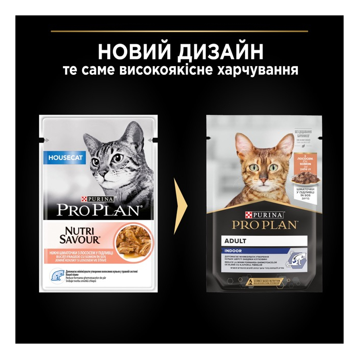 ProPlan CAT Pouch Adult Indoor Salmon вологий корм для котів з лососем в соусі