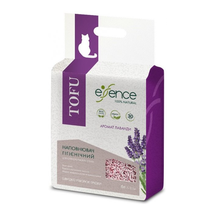 Essence наповнювач гігієнічний для котячого туалету з тофу гранула 2мм з ароматом лаванди 6л