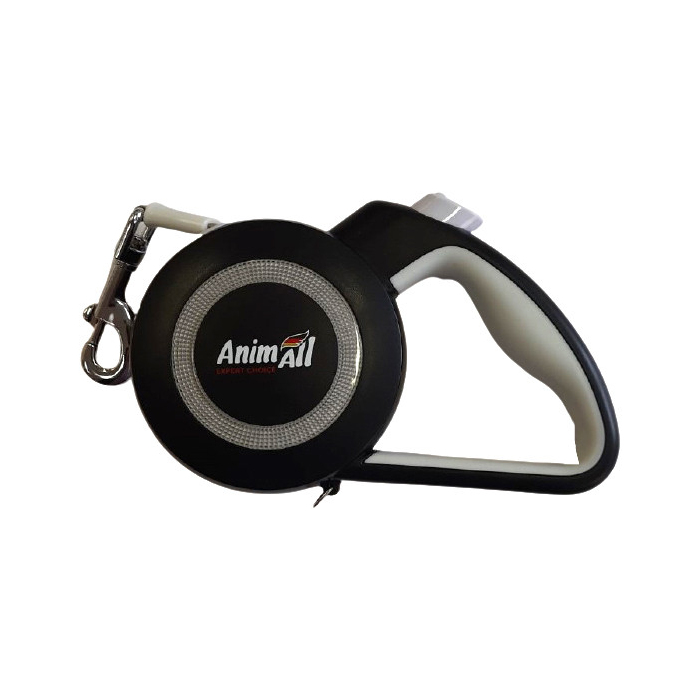 Анималл рулетка-поводок Рефлектор до 15кг/3метра S Серый-черный MS7110-3M (12/Х/Х) 143541