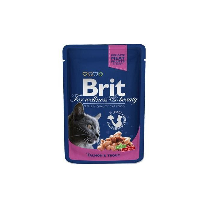 Вологий Корм Brit Premium Cat pouch 100 g лосось и форель