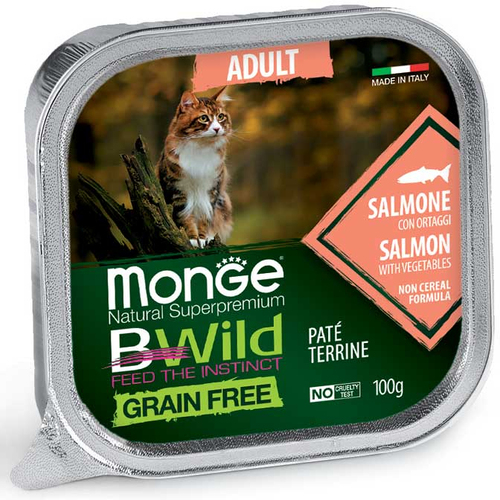 Monge CAT Wet BWild Grain Free Salmon паштетдля котів з лососем