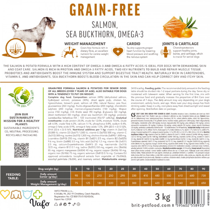 Brit Care DOG Grain-free Senior & Light для старіючих собак, беззерновий з лососем,