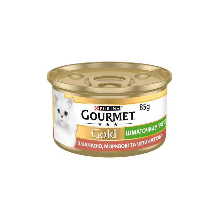 Gourmet Gold Террін консерва для котів шматочки в паштеті з качкою морквою та шпинатом