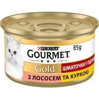 Gourmet Gold Pieces in Gravy Salmon Chicken консерва для котів шматочки в підливі з лососем та куркою