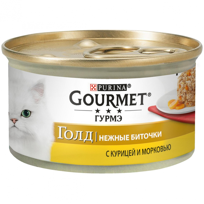Gourmet Gold Savoury Cake Chicken Carrot консерва для котів ніжні биточки з куркою та морквою