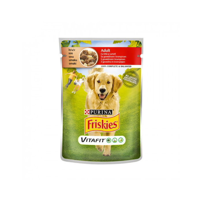 Friskies Adult для дорослих собак, шматочки з яловичиною та картоплею, пауч 20х100г 2309101100