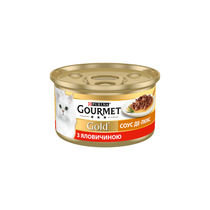 Gourmet Gold Соус Де-Люкс консерва для котів шматочки у соусі з яловичиною