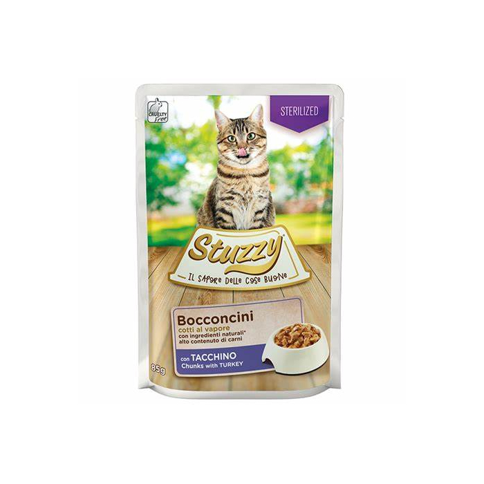 Stuzzy CAT pouch Sterilized Turkey набір 4+1 вологий корм для стерілізованих котів з індисчкою в соусі 5х