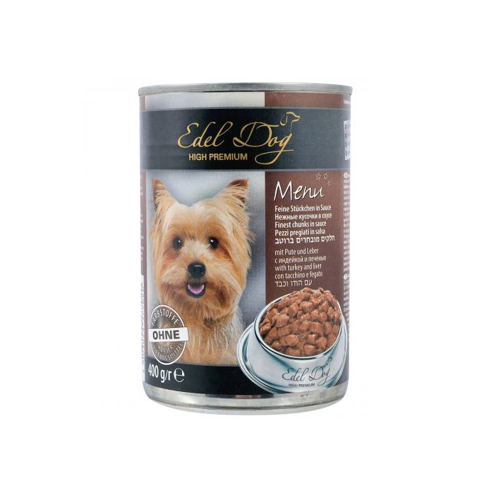 Edel Dog Can консерва для собак з індичкою і печінкою