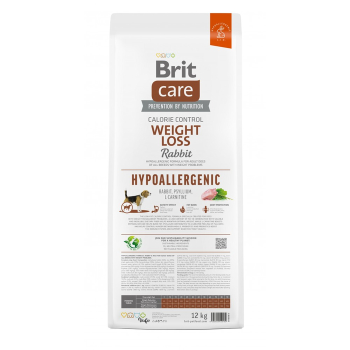 Brit Care DOG Hypoallergenic Weight Loss для собак із зайвою вагою, з кроликом,