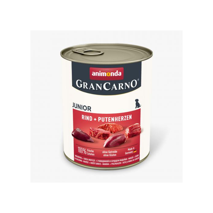 Animonda GranCarno Junior Beef and Turkey hearts консерва для цуценят з яловичиною та індичкою 800г