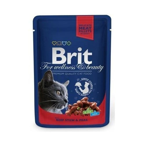 Brit Premium Cat Pouch для котів, з тушкованою яловичиною та горошком