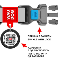 Нашийник для собак нейлоновий WAUDOG Nylon з QR паспортом, малюнок Інді, пластиковий фастекс, Ш 20 мм, Дов 28-40 см 4677 Collar