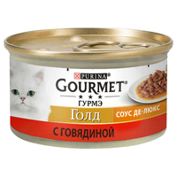 Gourmet Gold Соус Де-Люкс консерва для котів шматочки у соусі з яловичиною