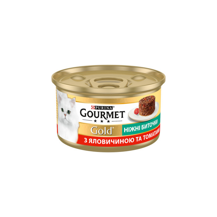 Gourmet Gold Savoury Cake Beef Tomatoes консерва для котів ніжні биточки з яловичиною та томатами 85г