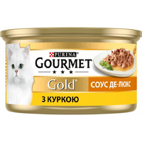 Gourmet Gold Соус Де-Люкс консерва для котів шматочки у соусі з куркою