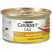 Gourmet Gold Savoury Cake Chicken Carrot консерва для котів ніжні биточки з куркою та морквою