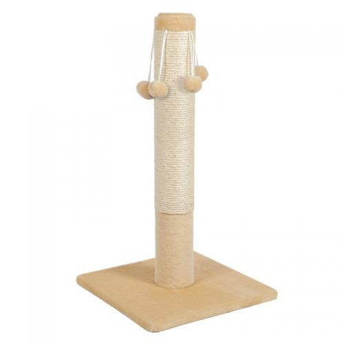 Дряпка Природа Д04 стовпчик з чотирма бубонами, бежева, 36х36х67 см PR740293